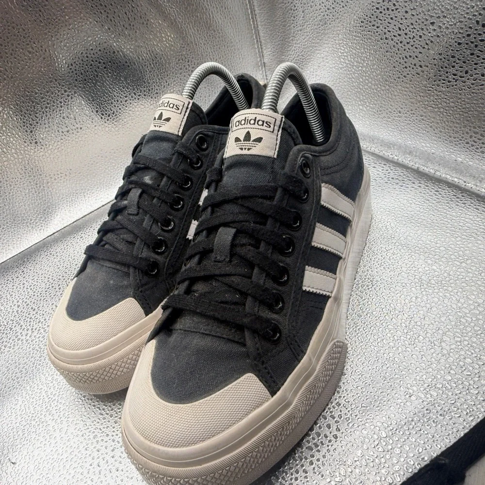 Size 9 Adidas Nizza Platform Sneakers Womens Black Good Canvas Low Top FV5321